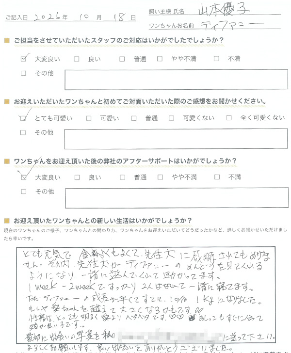 東京都の山本様からの声